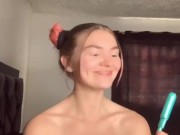 Tampon pull out and insert with green eyed babe! Close up! 10/16