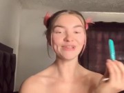 Tampon pull out and insert with green eyed babe! Close up! 11/16