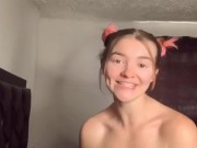 Tampon pull out and insert with green eyed babe! Close up! 2/16