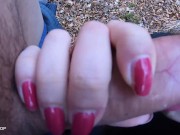 Risky public amateur outdoor sex - almost caught deep into the woods! 7/16