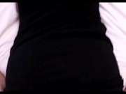 Pink haired school girl riding dick with cross legs in black dress 16/16