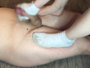 kelly_feet sexy girl footjob in white socks handjob socks cum 16/16