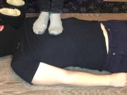 teen girl trampling boy in uggs and gray socks domination & femdom fetish 14/16