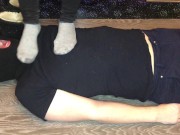 teen girl trampling boy in uggs and gray socks domination & femdom fetish 15/16