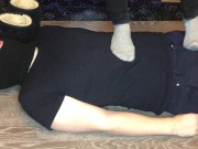 teen girl trampling boy in uggs and gray socks domination & femdom fetish 7/16