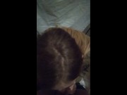 Fast blowjob on storage Cum on dirty mirror and she's lick it off 15/16