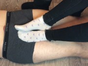 teen shoejob with uggs and stinky white socks footjob mistress underpants 10/16