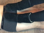 teen shoejob with uggs and stinky white socks footjob mistress underpants 3/16
