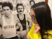 Risky public sex in the fitting room of a fitness store (cum in mouth) 16/16