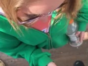 College girl gives a spontaneous public blowjob and almost gets caught 2/16