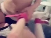 Lesbian threesome strapon deepthroat bondage PART 2 7/16