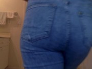 Wetting my jeans for the first time and playing with my tits 1/16