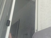 In public horny teen shows off her pussy and rides dildo till she cums 10/16