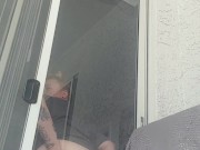 In public horny teen shows off her pussy and rides dildo till she cums 15/16