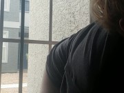 In public horny teen shows off her pussy and rides dildo till she cums 2/16