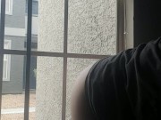 In public horny teen shows off her pussy and rides dildo till she cums 4/16