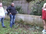 Two Ugly Nerd Guys Fuck German Skinny Teen Outdoor in 3some 2/16