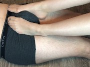 sexy teen girl footjob after study with nylon stockings foot fetish 3/16