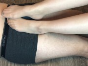 sexy teen girl footjob after study with nylon stockings foot fetish 9/16