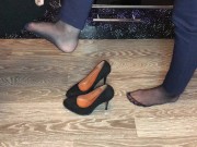 black nylon and high heels mistress domination smell shoes and foot  15/16