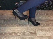 black nylon and high heels mistress domination smell shoes and foot  9/16