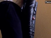 Mistress in high leather boots and harness teasing cock till huge cumshot 10/16