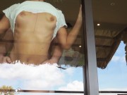 honeymoon couple enjoys dream hotel room with tits pressed to window 13/16