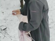 Shy wife strips naked in the park to suck her Husband's  8