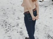 Shy wife strips naked in the park to suck her Husband's  8