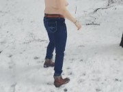 Shy wife strips naked in the park to suck her Husband's  8