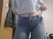 I lick my nipples and jerk off my fingers and big dildo to squirt 1/16