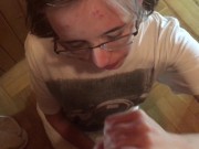 Nerd Teen give me Blow Job and CumShoot on her Glasses FullVideo on ModelHu 10/16