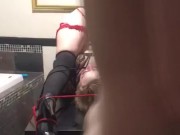 Blonde tied & bound to table toyed and fisted until squirting everywhere  4/16