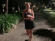 Busty Candy Alexa playing with her pussy in public park  2/16