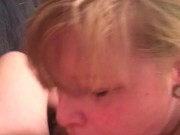 Slutty Blonde gets throat fucked and Swallows cum 4/16