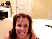 pierced milf takes dildo dp until she cums 15/16