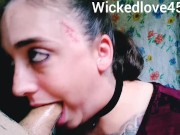 Hot goth Cum eating sloppy BALLS DEEP deepthroat CUM IN THROAT #2 3/16