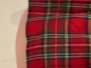 Dirty slut in plaid skirt and stripper heels fills a  glass with piss 6/16