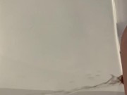 Dirty slut in plaid skirt and stripper heels fills a  glass with piss 9/16