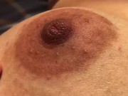 Sunbathing and playing with my boobs - cute nipples 3/16