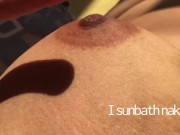 Sunbathing and playing with my boobs - cute nipples 8/16