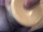 Teen slut takes GIANT 3in dildo in loose pussy, fists creamy pussy 8/16