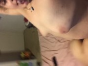 Fucking my lesbian dyke girlfriend doggystyle with a strap on  12/16