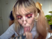 Pigtail Schoolgirl Sucks Cock 4K 10/16