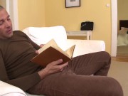 Busty British babe Yuffie Yulan footjobs and gets a load of cum on her feet 3/16