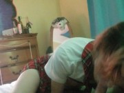 Schoolgirl blowjob cum spit 14/16