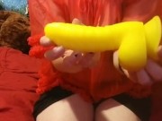 Sexy goth Unboxing, bright yellow dragon dildo 4/16