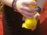 Sexy goth Unboxing, bright yellow dragon dildo 6/16