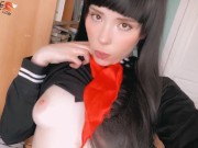 Японская Школьница Глубоко Отсосала Хуй и Занялась Сексом в Позе Наездницы 3/16