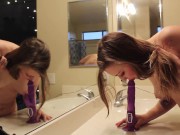 Fucking a DIDLO on the COUNTER Two Mirrors SQUIRTING and REAL Orgasms! 6/16